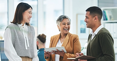 Financial advisors working with a customer
